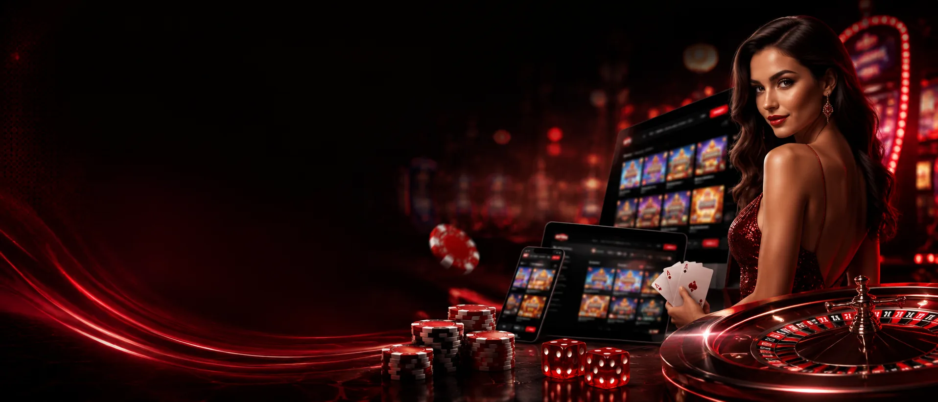 Los Vegas Casino hero with casino floor and safe text area